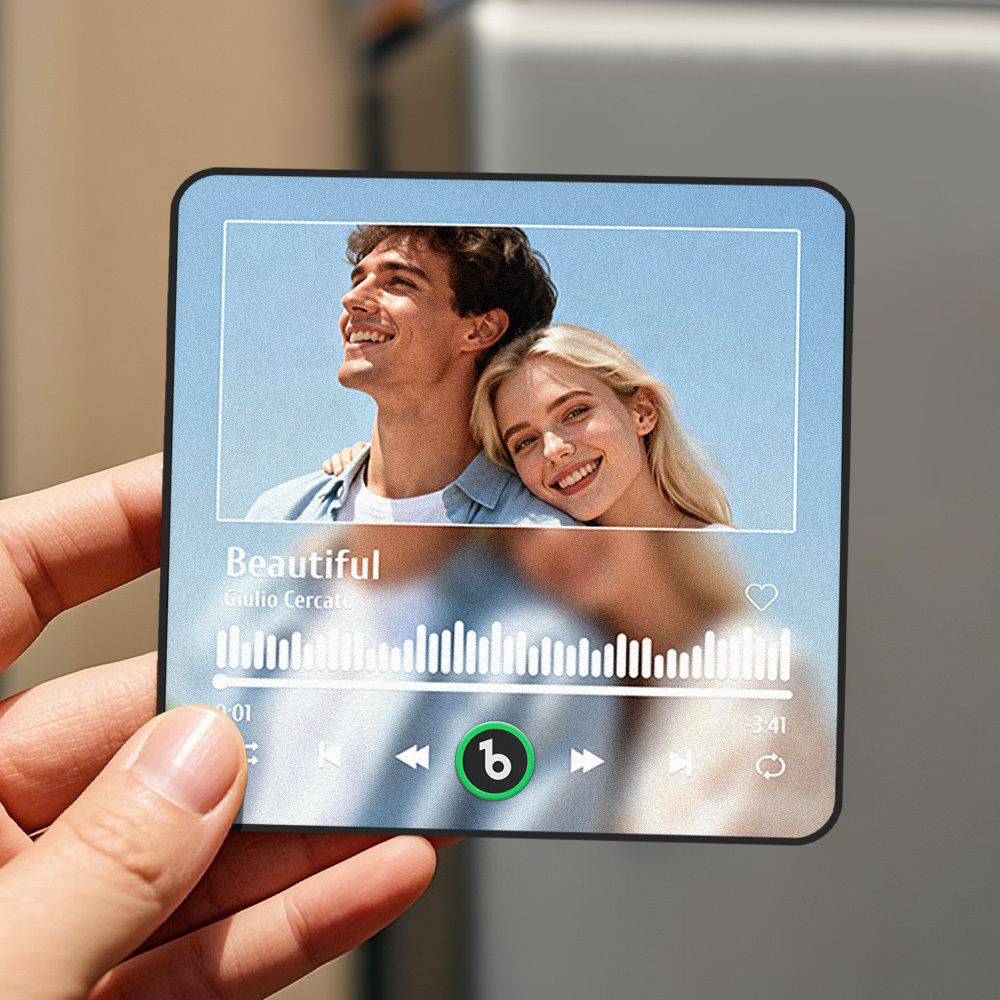 Custom Music Fridge Magnet Music Album Fridge Magnet Photo Music Wall Photo Music Movement That Can Be Played Valentine's Day Gifts Gift Idea - MyPhotoSocksAu