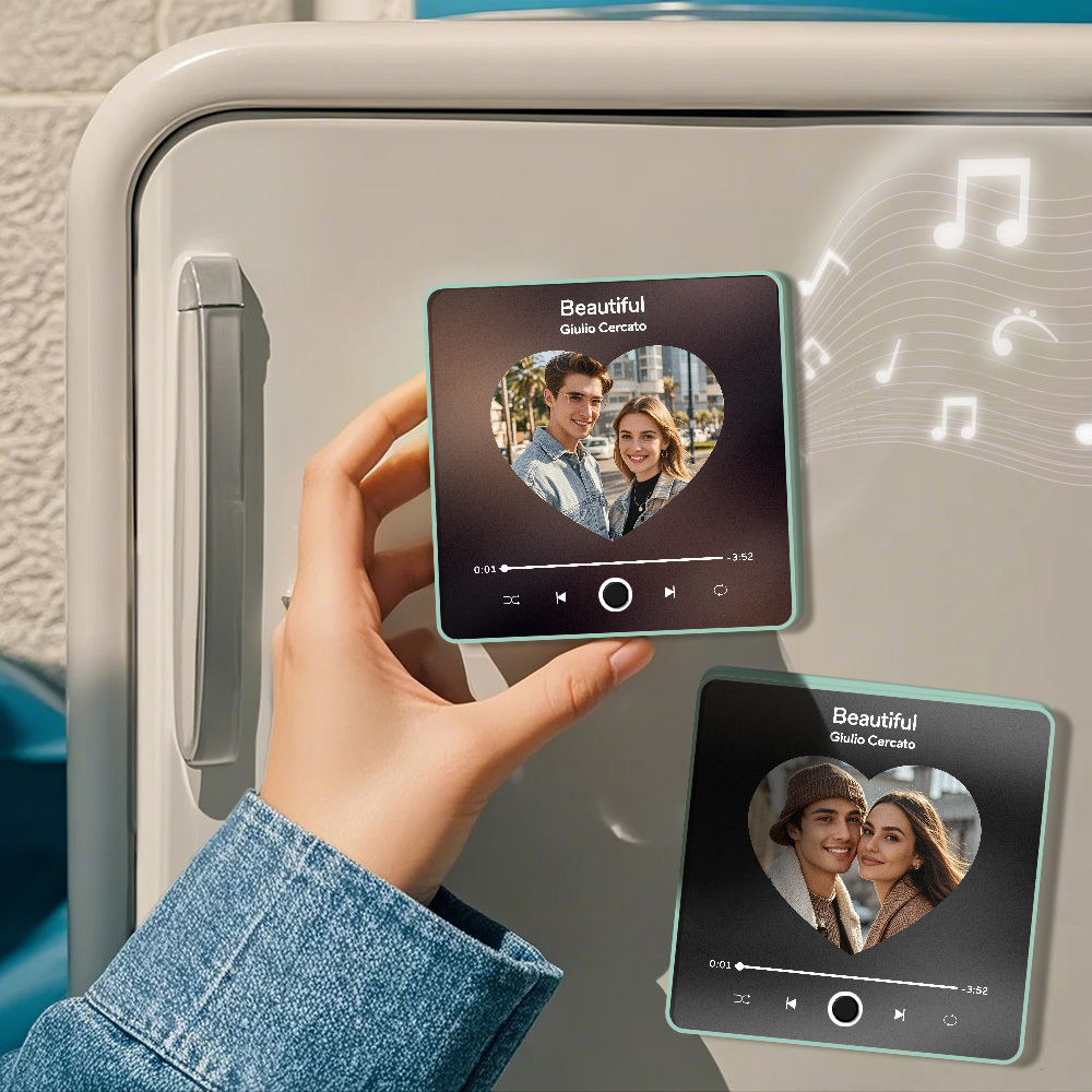 Custom Multi Photo Album Music Fridge Magnet Photo and Date Music Fridge Personalized Phone Music Fridge Magnet Pro - MyPhotoSocksAu