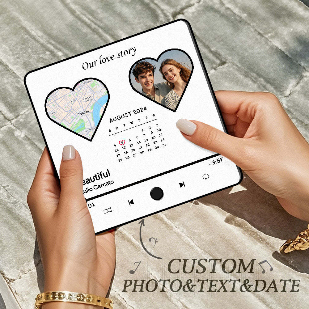 Custom Photo Album Music Fridge Magnet Heart Photo Custom Phone Music Fridge Magnet Pro Valentine Gift For Couple - MyPhotoSocksAu