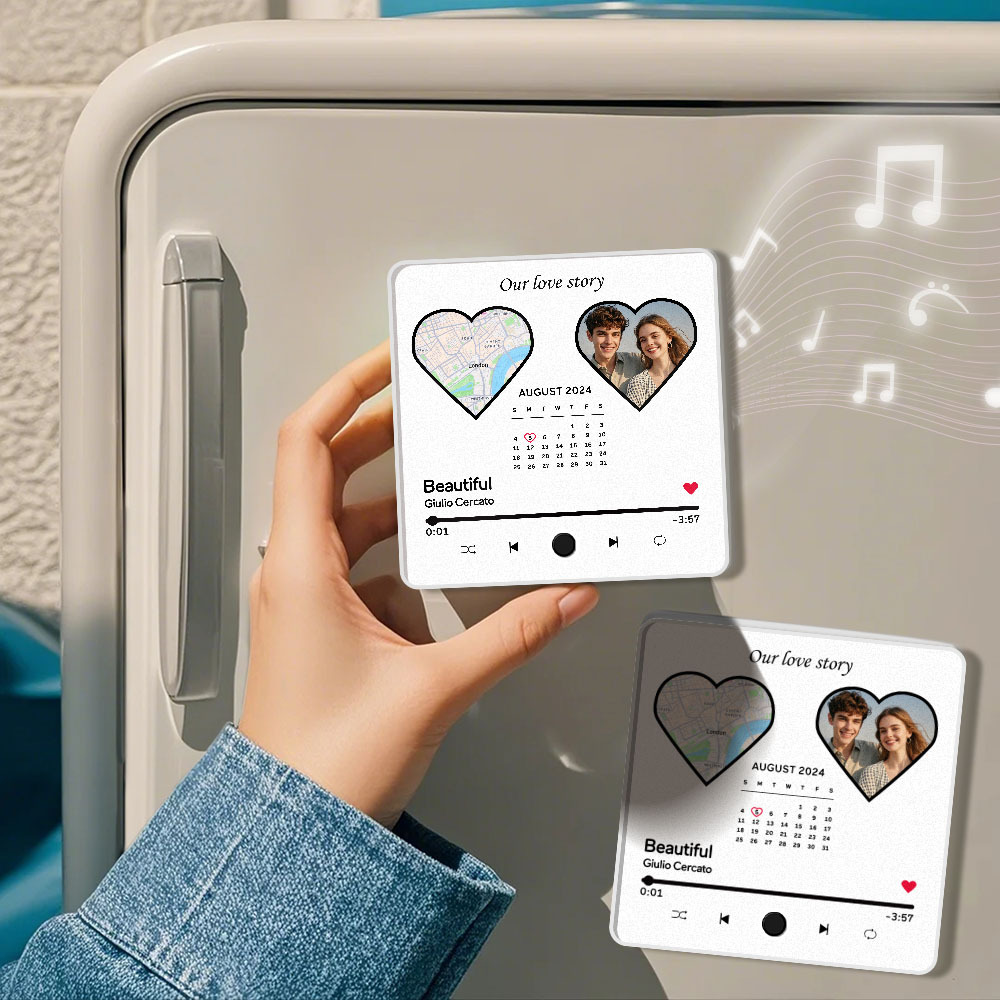 Custom Photo Album Music Fridge Magnet Heart Photo and Date Music Fridge Personalized Phone Music Fridge Magnet Pro - MyPhotoSocksAu