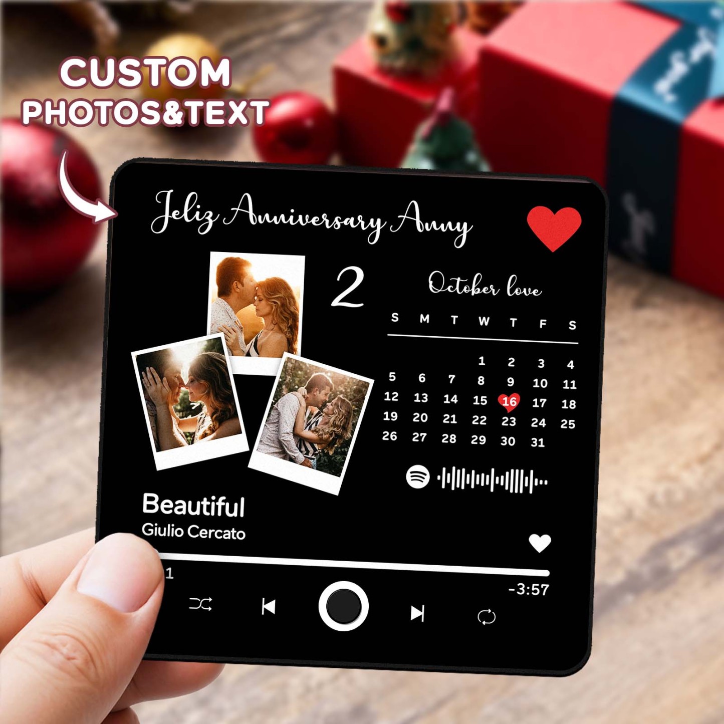 Custom Photo Album Music Fridge Magnet Heart Photo Custom Phone Music Fridge Magnet Pro Valentine Gift For Couple - MyPhotoSocksAu