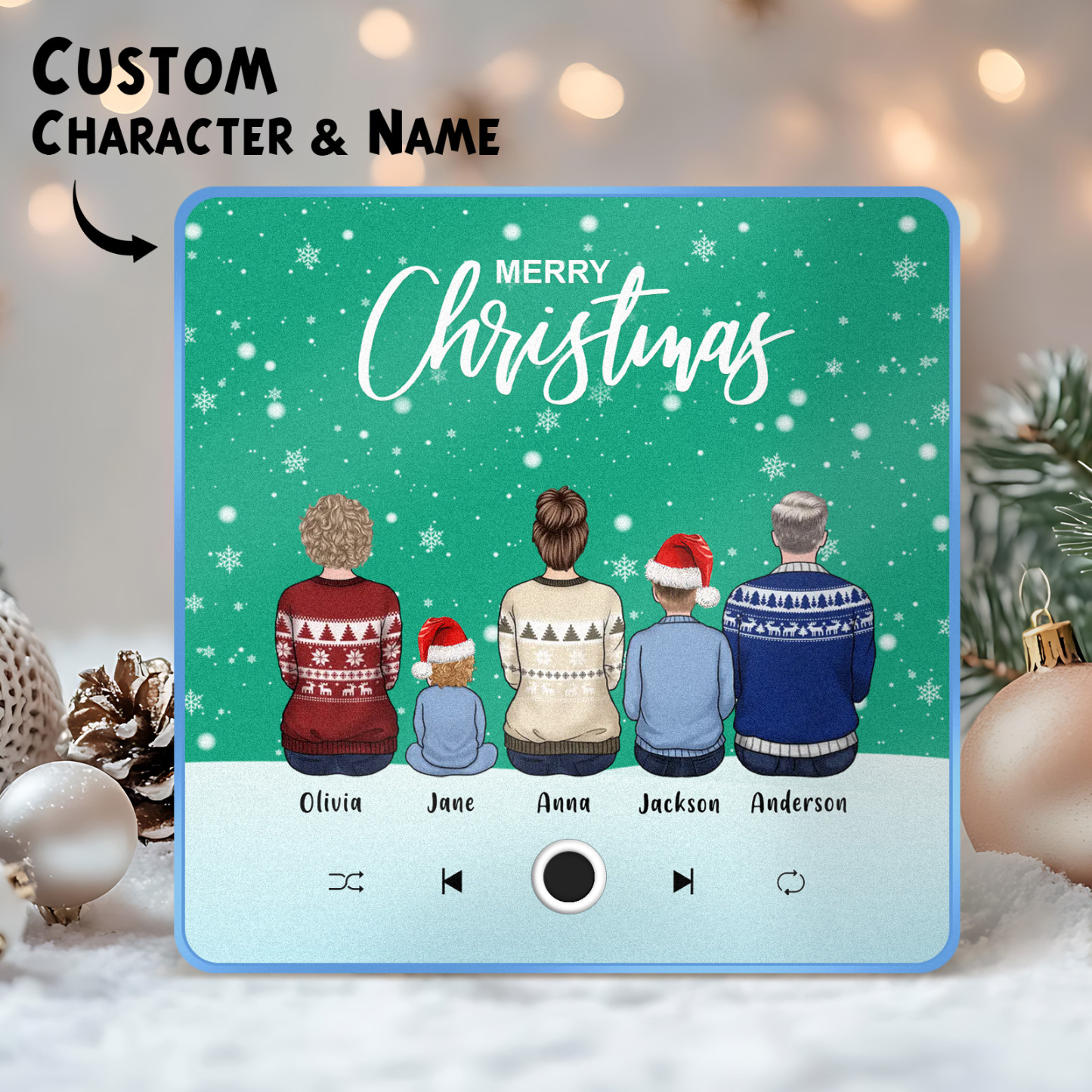 Custom Family Portrait Personalized Music Fridge Magnet Merry Christmas Custom Music Magnets Can Play Songs Christmas Gift Family Gifts - MyPhotoSocksAu