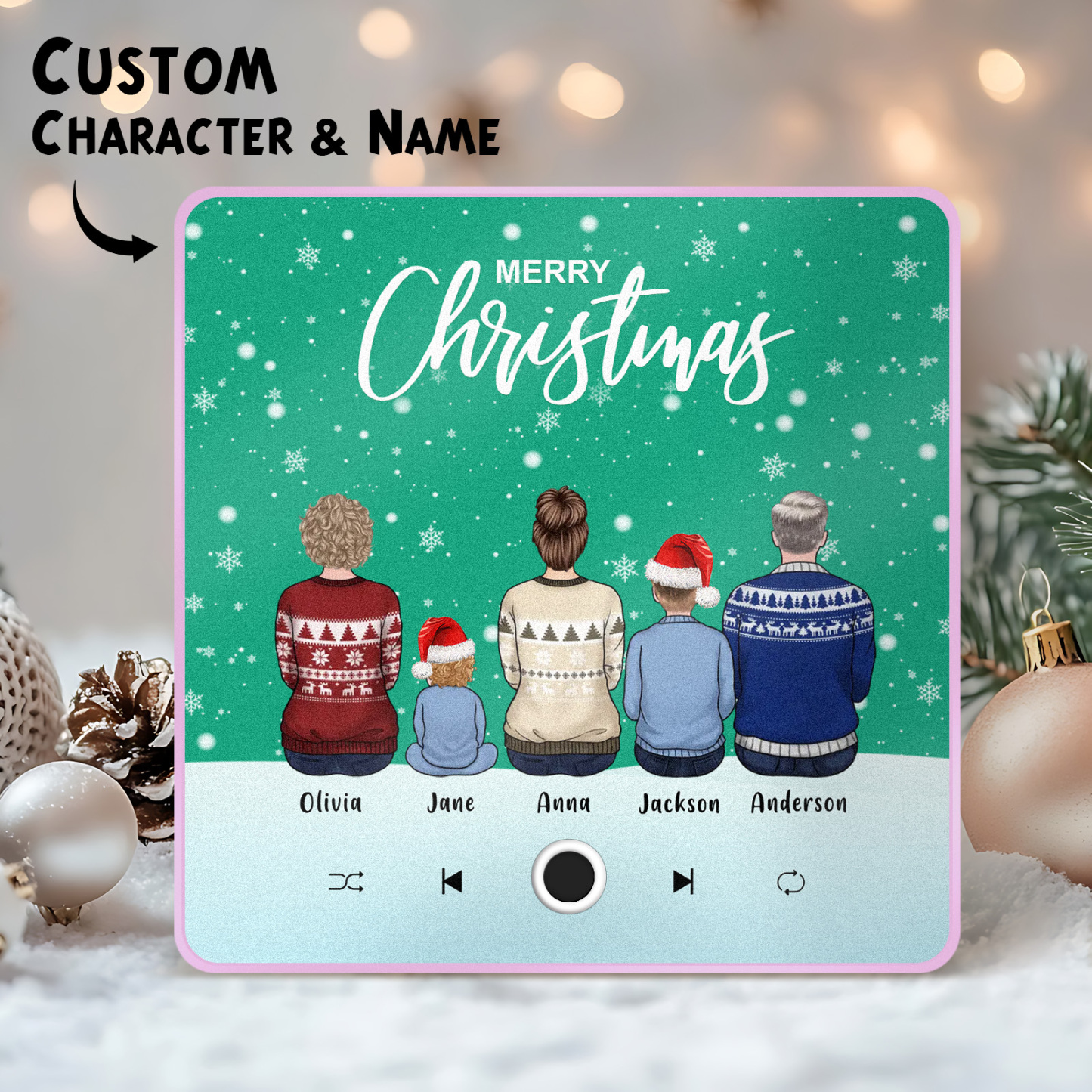 Custom Family Portrait Personalized Music Fridge Magnet Merry Christmas Custom Music Magnets Can Play Songs Christmas Gift Family Gifts - MyPhotoSocksAu