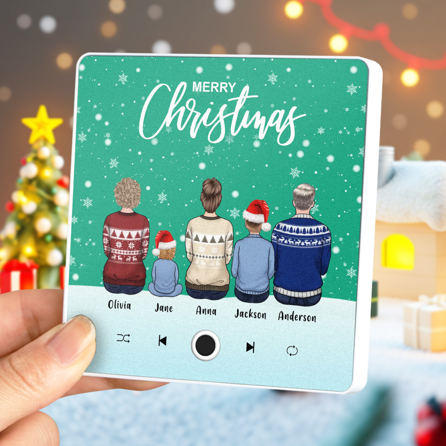 Custom Family Portrait Personalized Music Fridge Magnet Merry Christmas Custom Music Magnets Can Play Songs Christmas Gift Family Gifts - MyPhotoSocksAu