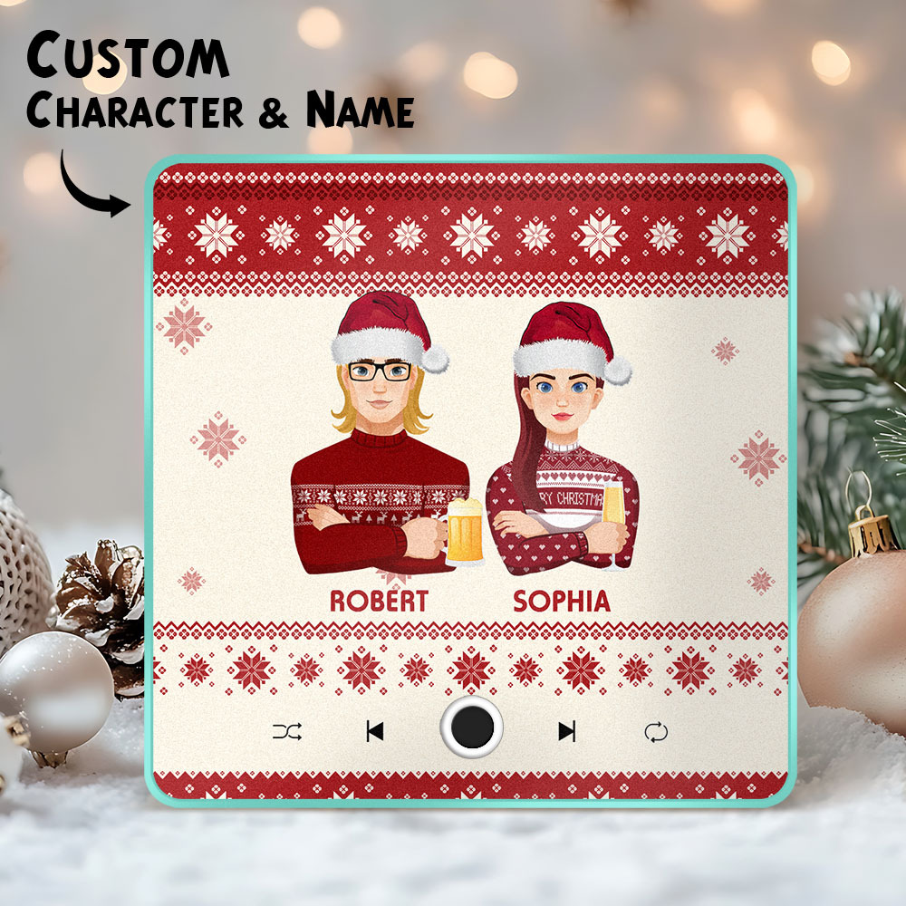 Custom Christmas Portrait Personalized Music Fridge Magnet Merry Christmas Magnets Can Play Songs Christmas Gift Family Gifts - MyPhotoSocksAu