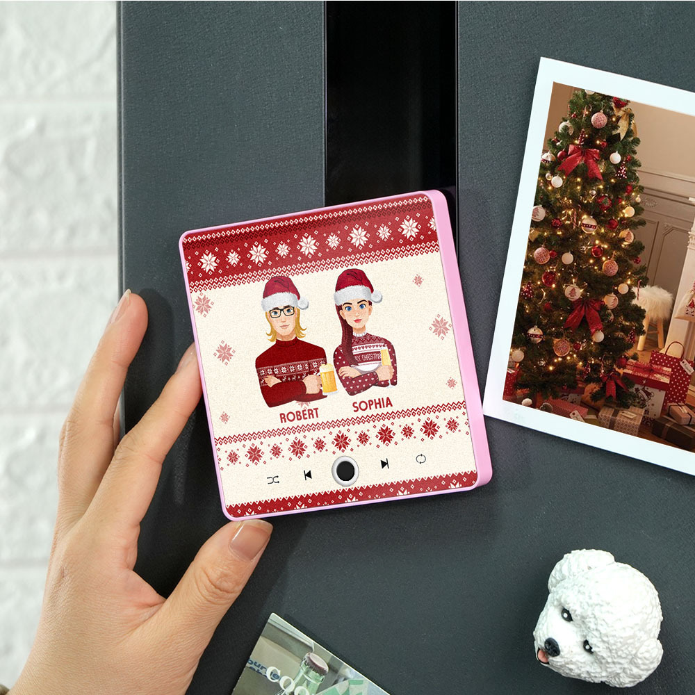 Custom Christmas Portrait Personalized Music Fridge Magnet Merry Christmas Magnets Can Play Songs Christmas Gift Family Gifts - MyPhotoSocksAu