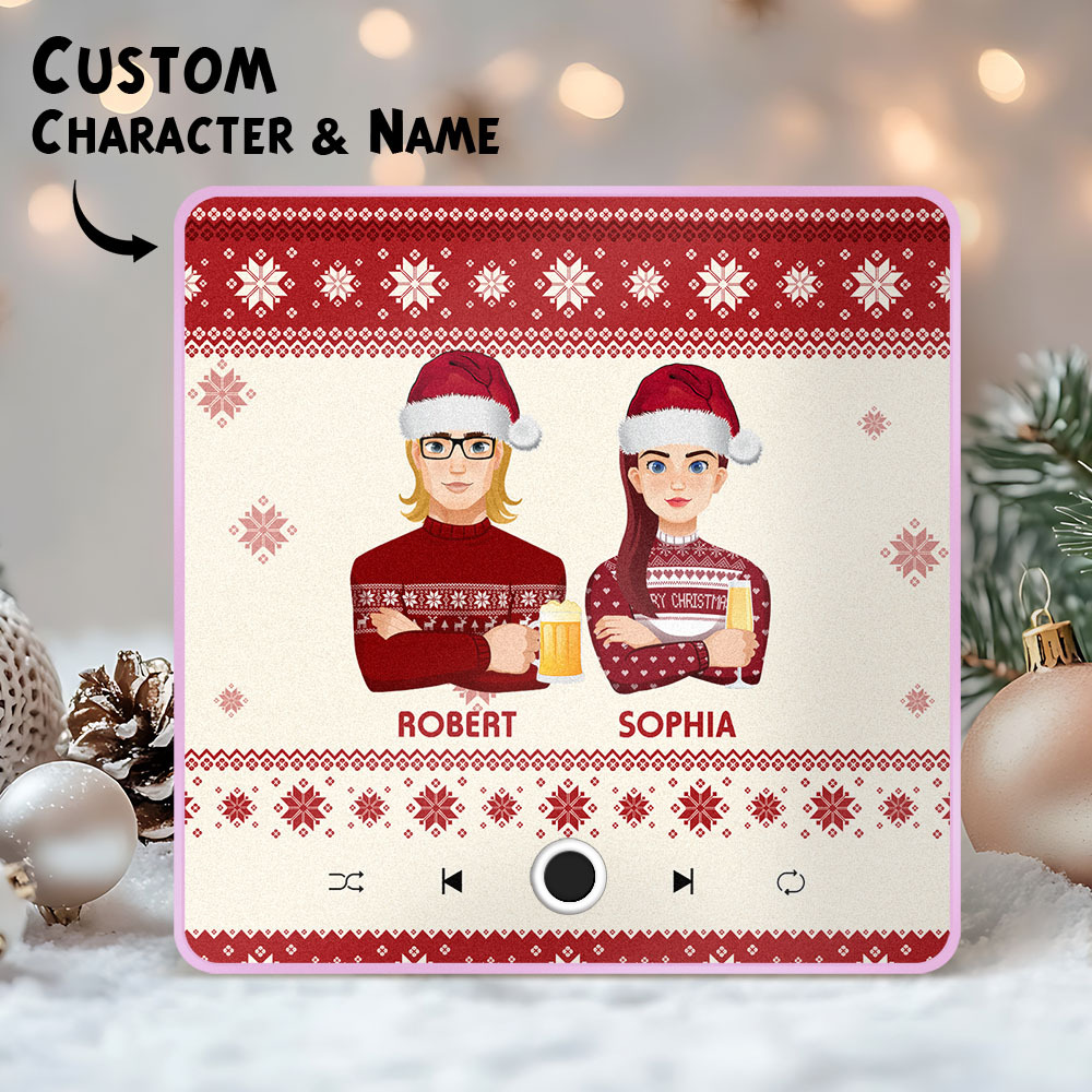 Custom Christmas Portrait Personalized Music Fridge Magnet Merry Christmas Magnets Can Play Songs Christmas Gift Family Gifts - MyPhotoSocksAu