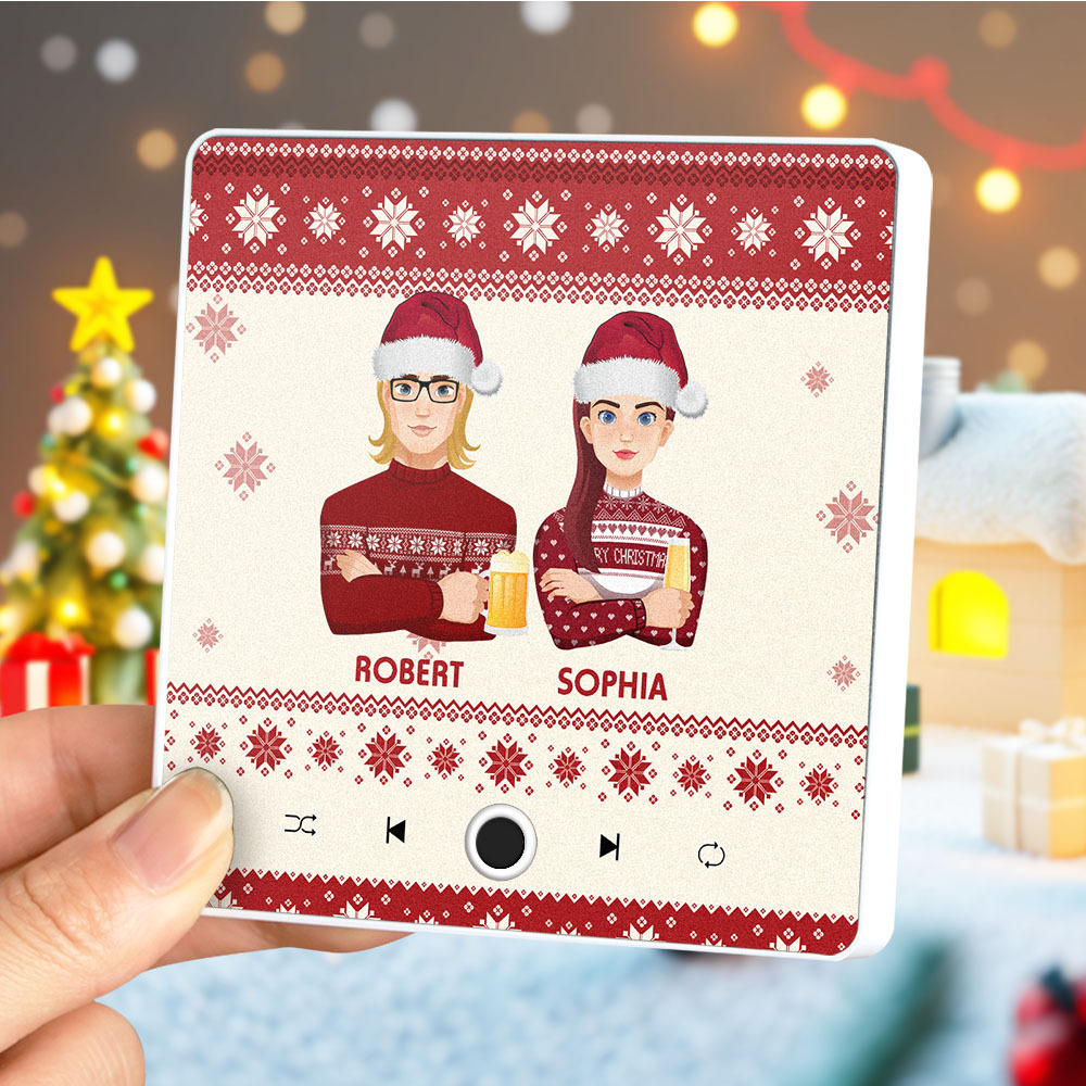 Custom Christmas Portrait Personalized Music Fridge Magnet Merry Christmas Magnets Can Play Songs Christmas Gift Family Gifts - MyPhotoSocksAu