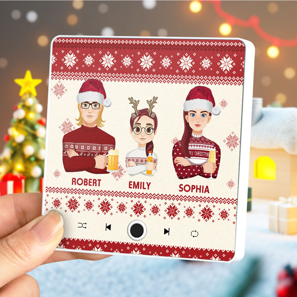 Custom Christmas Portrait Personalized Music Fridge Magnet Merry Christmas Magnets Can Play Songs Christmas Gift Family Gifts - MyPhotoSocksAu