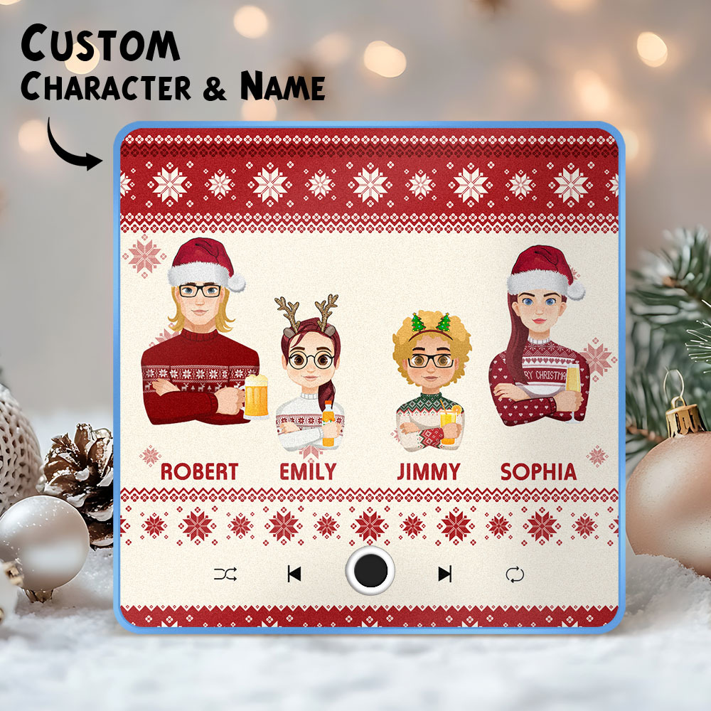 Custom Christmas Portrait Personalized Music Fridge Magnet Merry Christmas Magnets Can Play Songs Christmas Gift Family Gifts - MyPhotoSocksAu