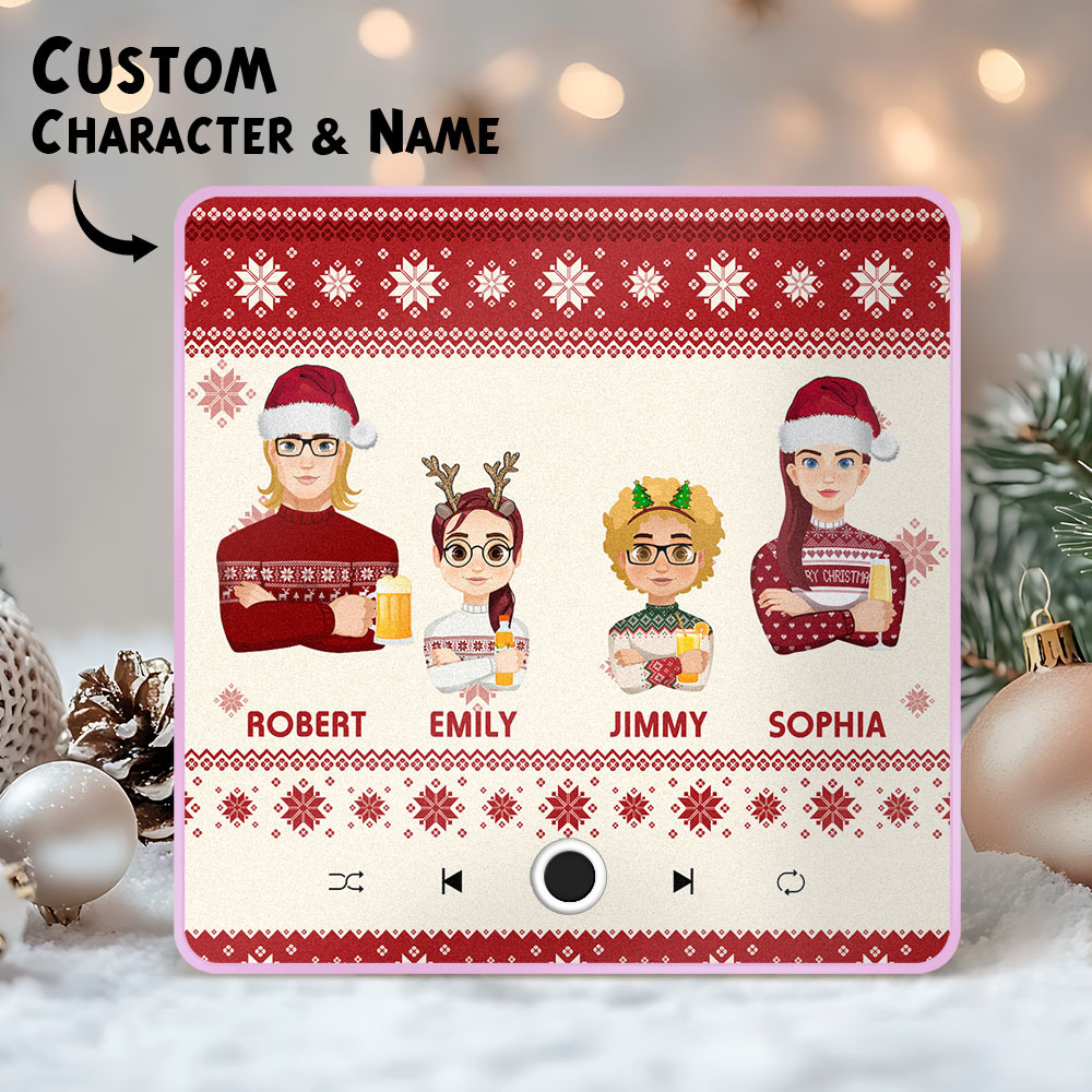 Custom Christmas Portrait Personalized Music Fridge Magnet Merry Christmas Magnets Can Play Songs Christmas Gift Family Gifts - MyPhotoSocksAu