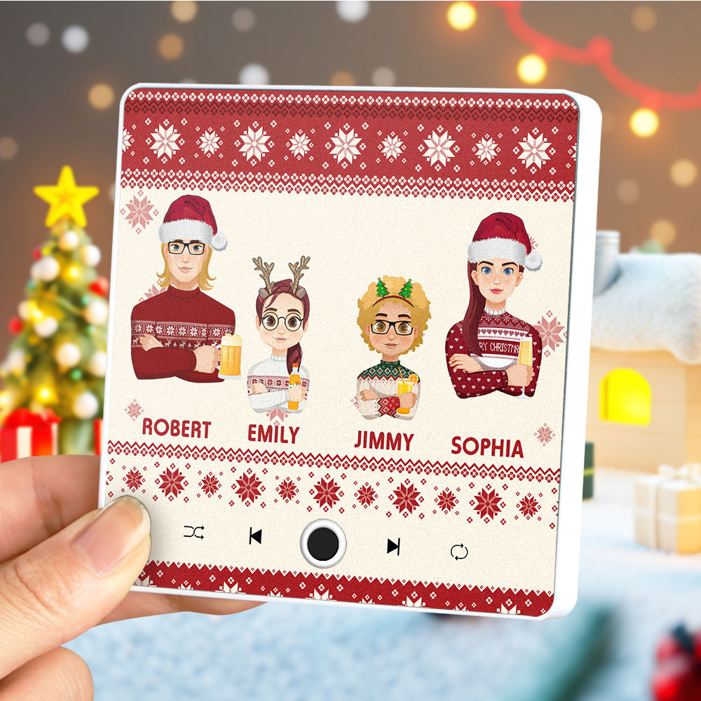 Custom Christmas Portrait Personalized Music Fridge Magnet Merry Christmas Magnets Can Play Songs Christmas Gift Family Gifts - MyPhotoSocksAu