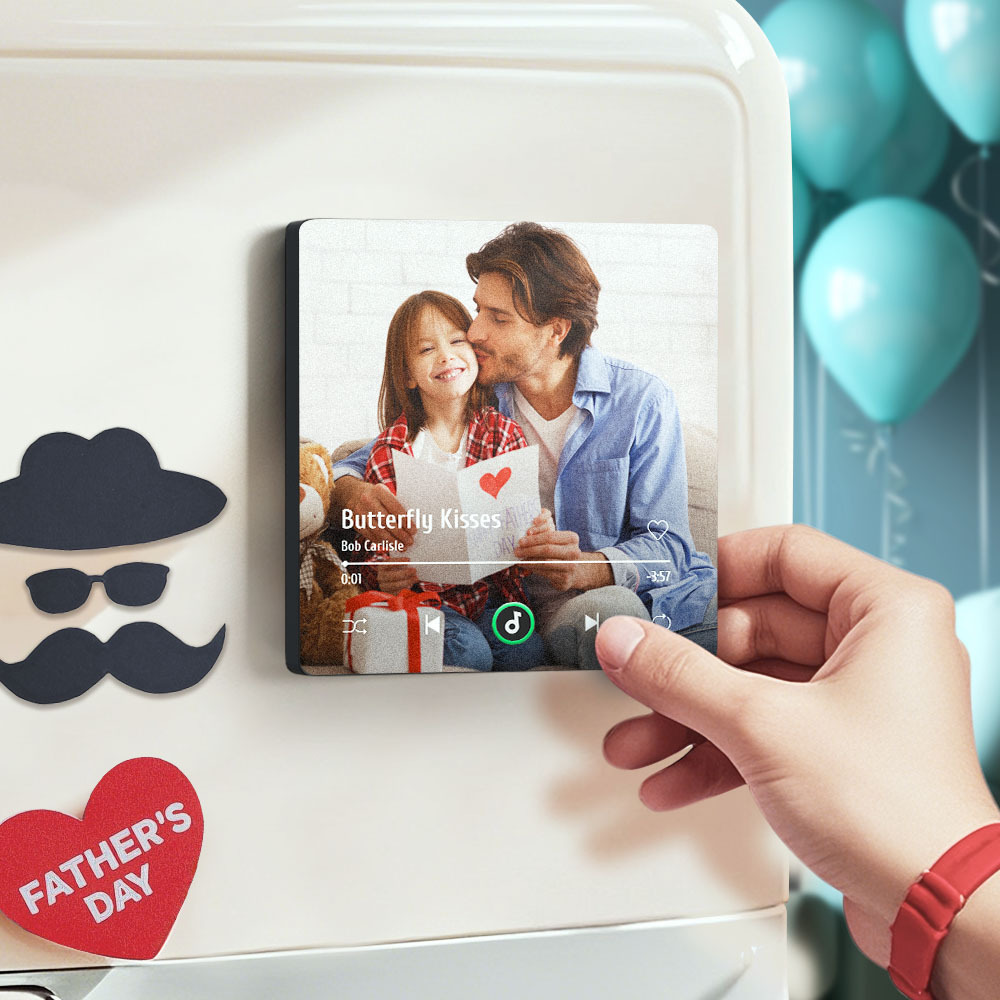 Father's Day Custom Music Fridge Magnet Gift Colorful Frame Album Fridge Magnet Music Wall Photo Sticker Music Movement That Can Be Played Gift - MyPhotoSocksAu
