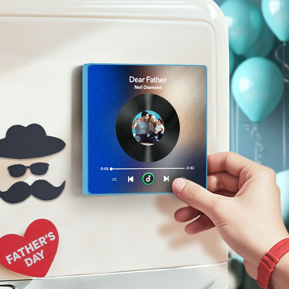 Father's Day Custom Music Fridge Magnet Gift Colorful Frame Album Fridge Magnet Music Wall Photo Sticker Music Movement That Can Be Played Gift - MyPhotoSocksAu