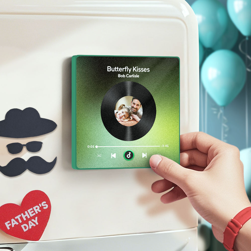 Father's Day Custom Music Fridge Magnet Gift Colorful Frame Album Fridge Magnet Music Wall Photo Sticker Music Movement That Can Be Played Gift - MyPhotoSocksAu