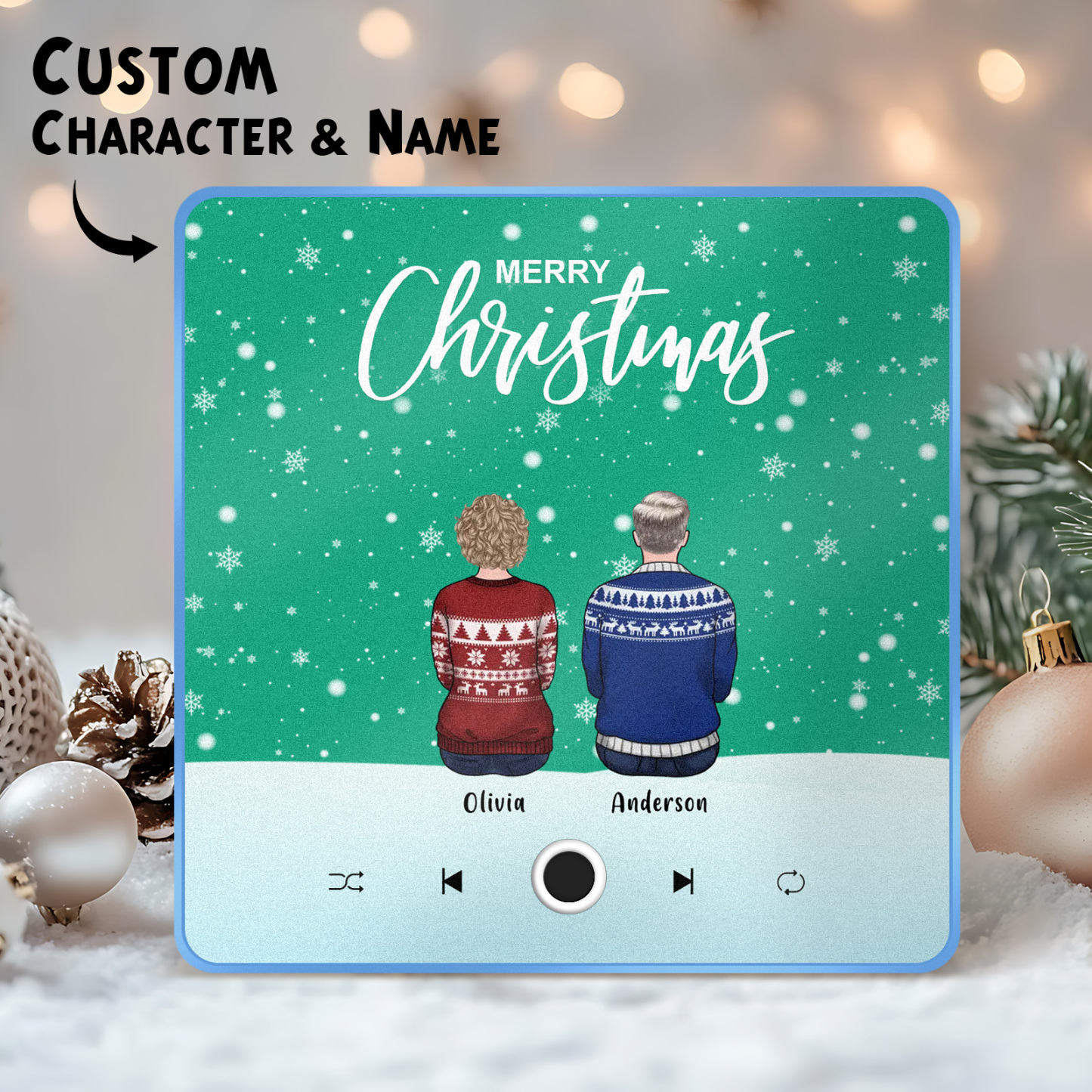 Custom Family Portrait Personalized Music Fridge Magnet Merry Christmas Custom Music Magnets Can Play Songs Christmas Gift Family Gifts - MyPhotoSocksAu
