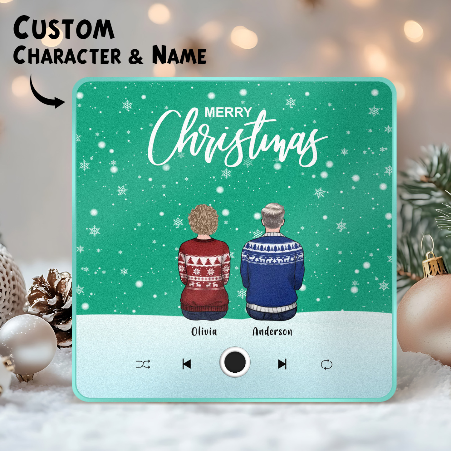 Custom Family Portrait Personalized Music Fridge Magnet Merry Christmas Custom Music Magnets Can Play Songs Christmas Gift Family Gifts - MyPhotoSocksAu