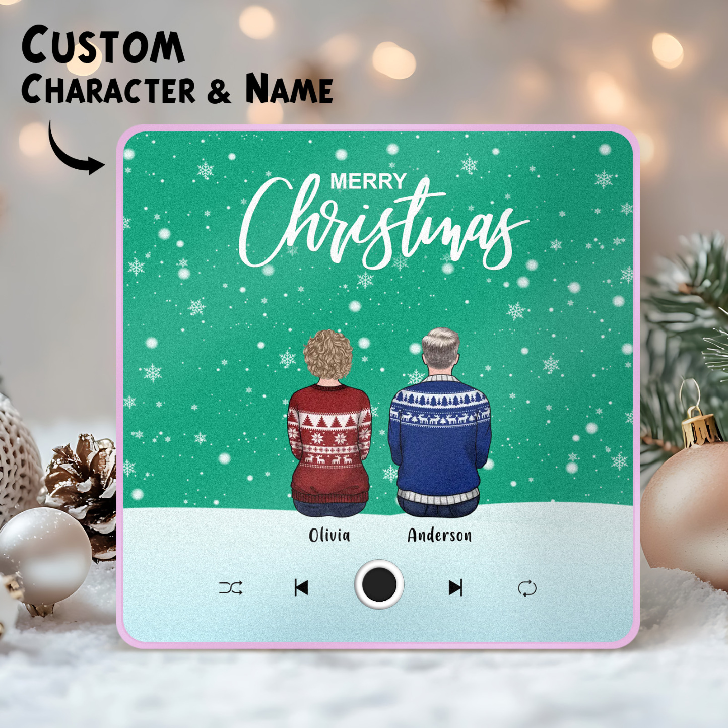 Custom Family Portrait Personalized Music Fridge Magnet Merry Christmas Custom Music Magnets Can Play Songs Christmas Gift Family Gifts - MyPhotoSocksAu