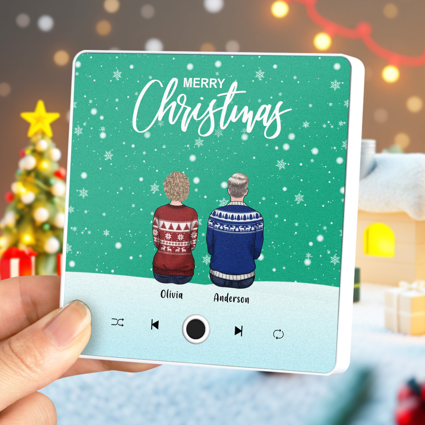 Custom Family Portrait Personalized Music Fridge Magnet Merry Christmas Custom Music Magnets Can Play Songs Christmas Gift Family Gifts - MyPhotoSocksAu