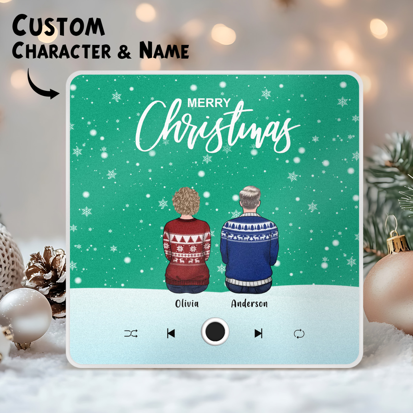 Custom Family Portrait Personalized Music Fridge Magnet Merry Christmas Custom Music Magnets Can Play Songs Christmas Gift Family Gifts - MyPhotoSocksAu