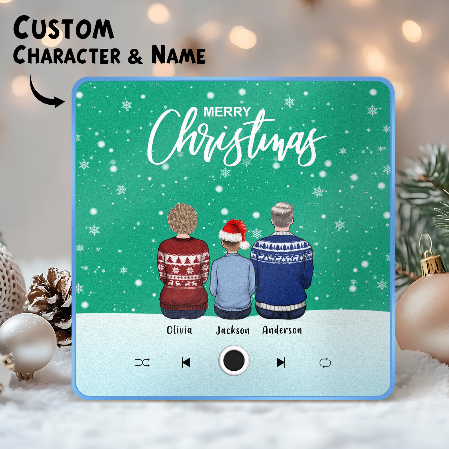 Custom Family Portrait Personalized Music Fridge Magnet Merry Christmas Custom Music Magnets Can Play Songs Christmas Gift Family Gifts - MyPhotoSocksAu
