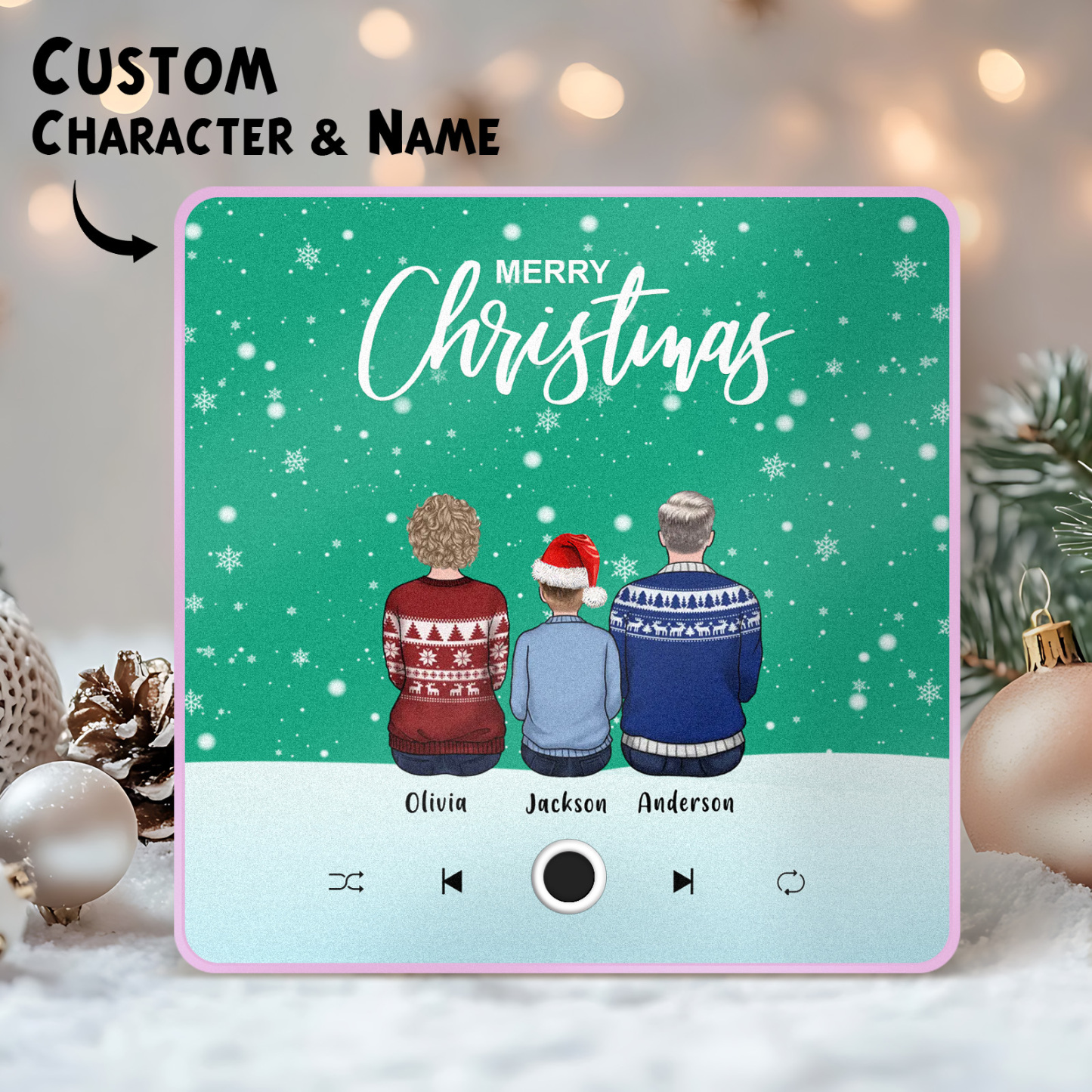 Custom Family Portrait Personalized Music Fridge Magnet Merry Christmas Custom Music Magnets Can Play Songs Christmas Gift Family Gifts - MyPhotoSocksAu