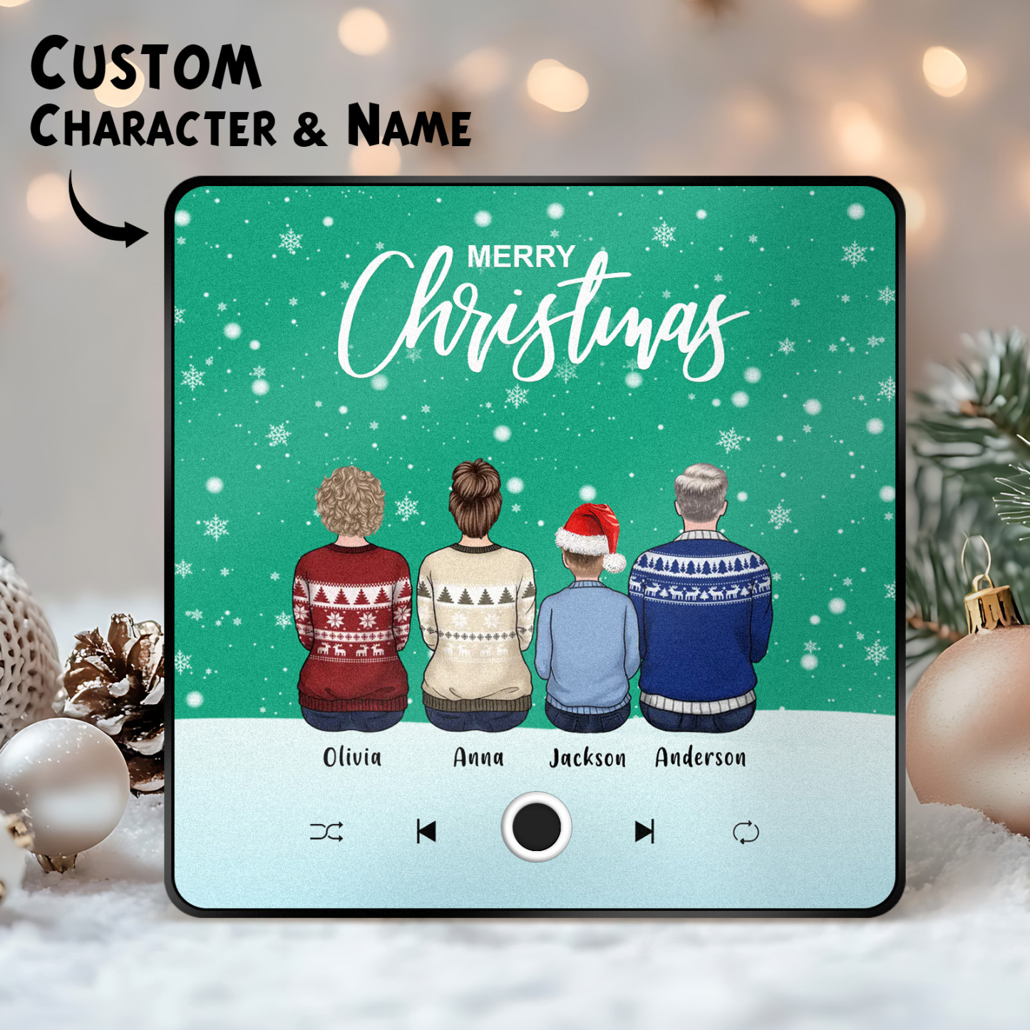 Custom Family Portrait Personalized Music Fridge Magnet Merry Christmas Custom Music Magnets Can Play Songs Christmas Gift Family Gifts - MyPhotoSocksAu