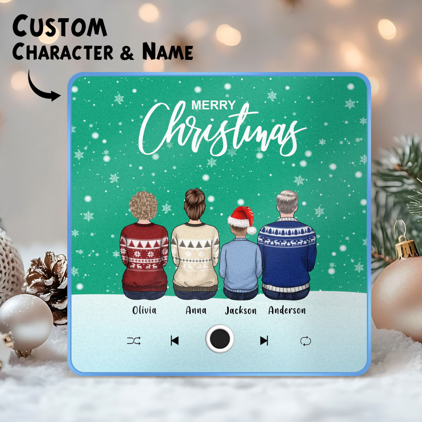 Custom Family Portrait Personalized Music Fridge Magnet Merry Christmas Custom Music Magnets Can Play Songs Christmas Gift Family Gifts - MyPhotoSocksAu