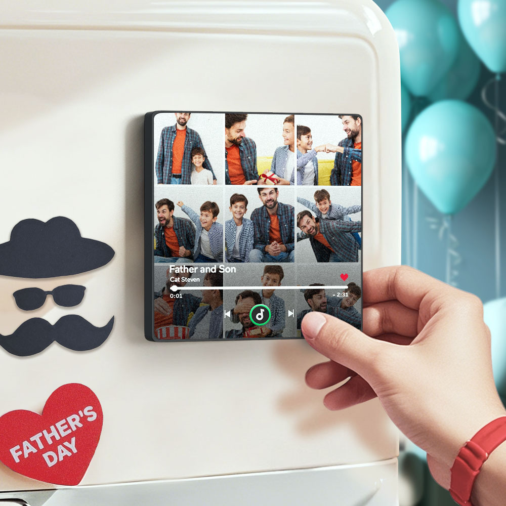 Father's Day Custom Music Fridge Magnet Gift Colorful Frame Album Fridge Magnet Music Wall Photo Sticker Music Movement That Can Be Played Gift - MyPhotoSocksAu