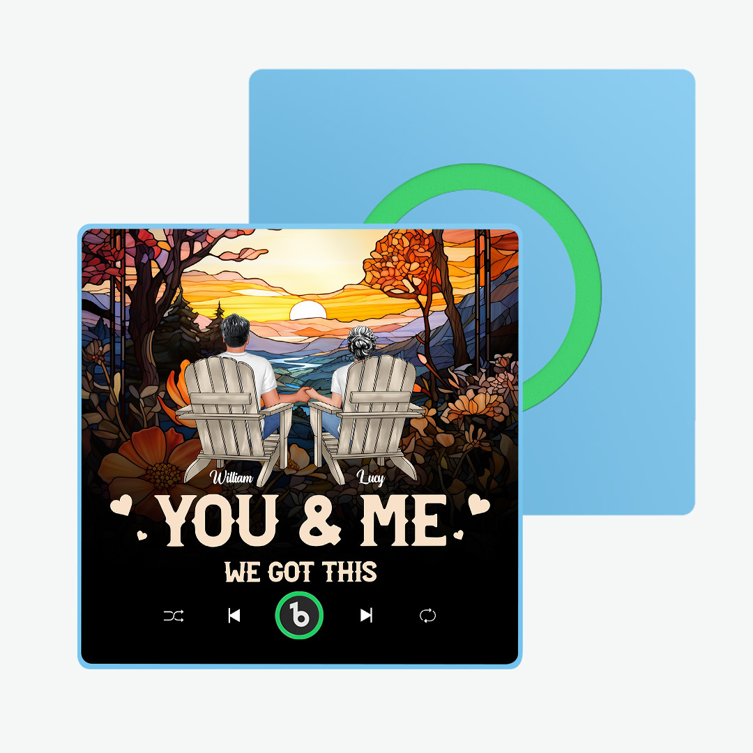 Custom Music Fridge Magnet Colorful Frame Album Fridge Magnet Music Wall Photo Sticker Custom Family Portrait Merry Christmas Can Play Songs Gift for Couples - MyPhotoSocksAu