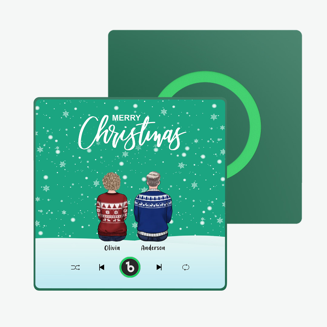 Custom Music Fridge Magnet Colorful Frame Album Fridge Magnet Music Wall Photo Sticker Custom Family Portrait Merry Christmas Can Play Songs Christmas Gift - MyPhotoSocksAu