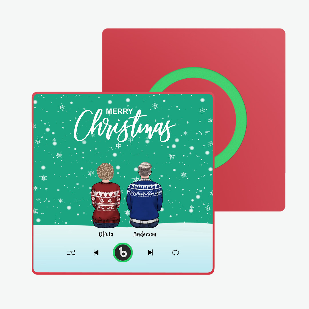 Custom Music Fridge Magnet Colorful Frame Album Fridge Magnet Music Wall Photo Sticker Custom Family Portrait Merry Christmas Can Play Songs Christmas Gift - MyPhotoSocksAu