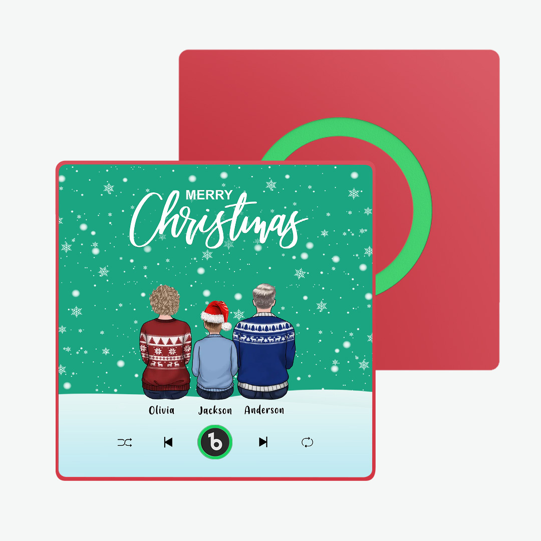 Custom Music Fridge Magnet Colorful Frame Album Fridge Magnet Music Wall Photo Sticker Custom Family Portrait Merry Christmas Can Play Songs Christmas Gift - MyPhotoSocksAu