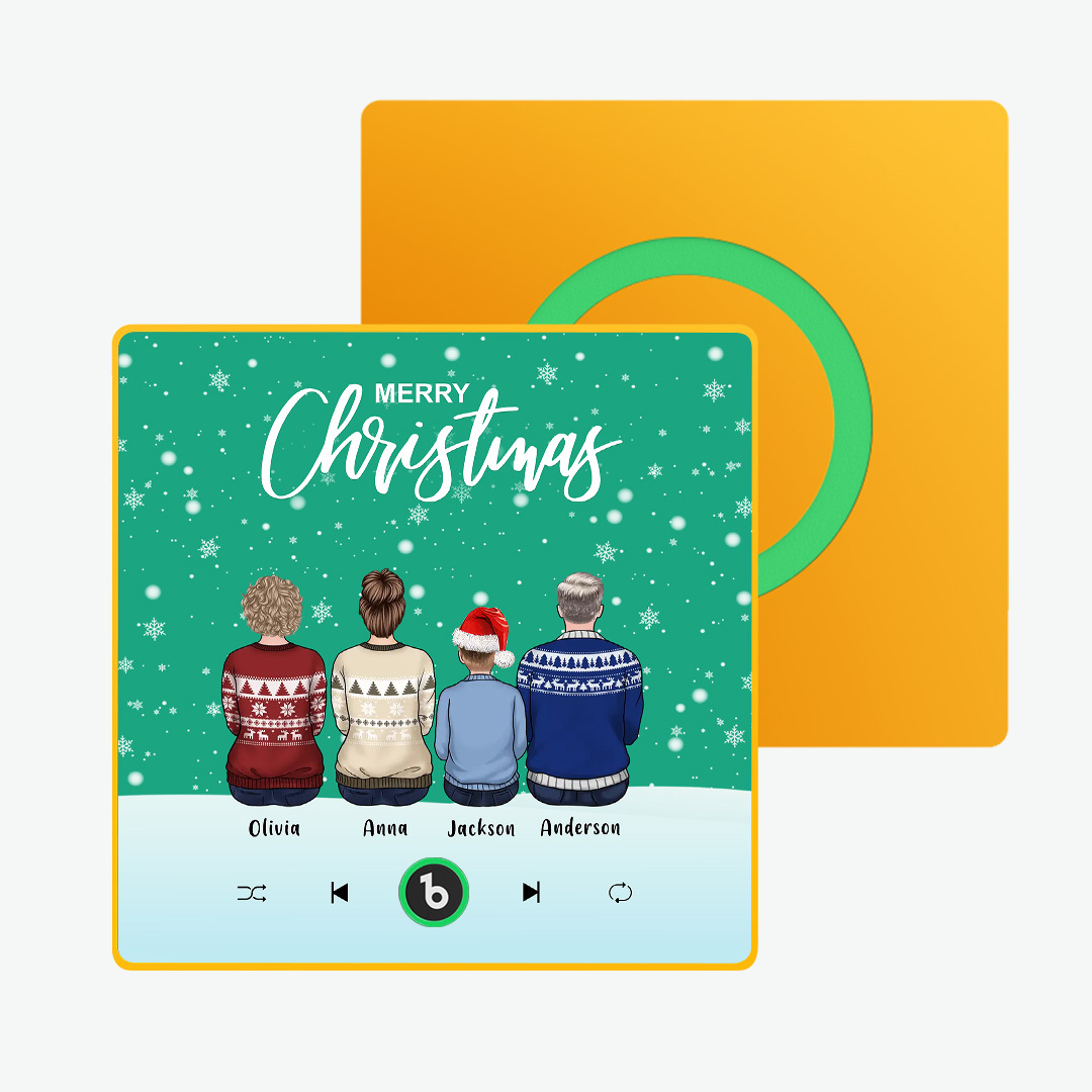 Custom Music Fridge Magnet Colorful Frame Album Fridge Magnet Music Wall Photo Sticker Custom Family Portrait Merry Christmas Can Play Songs Christmas Gift - MyPhotoSocksAu