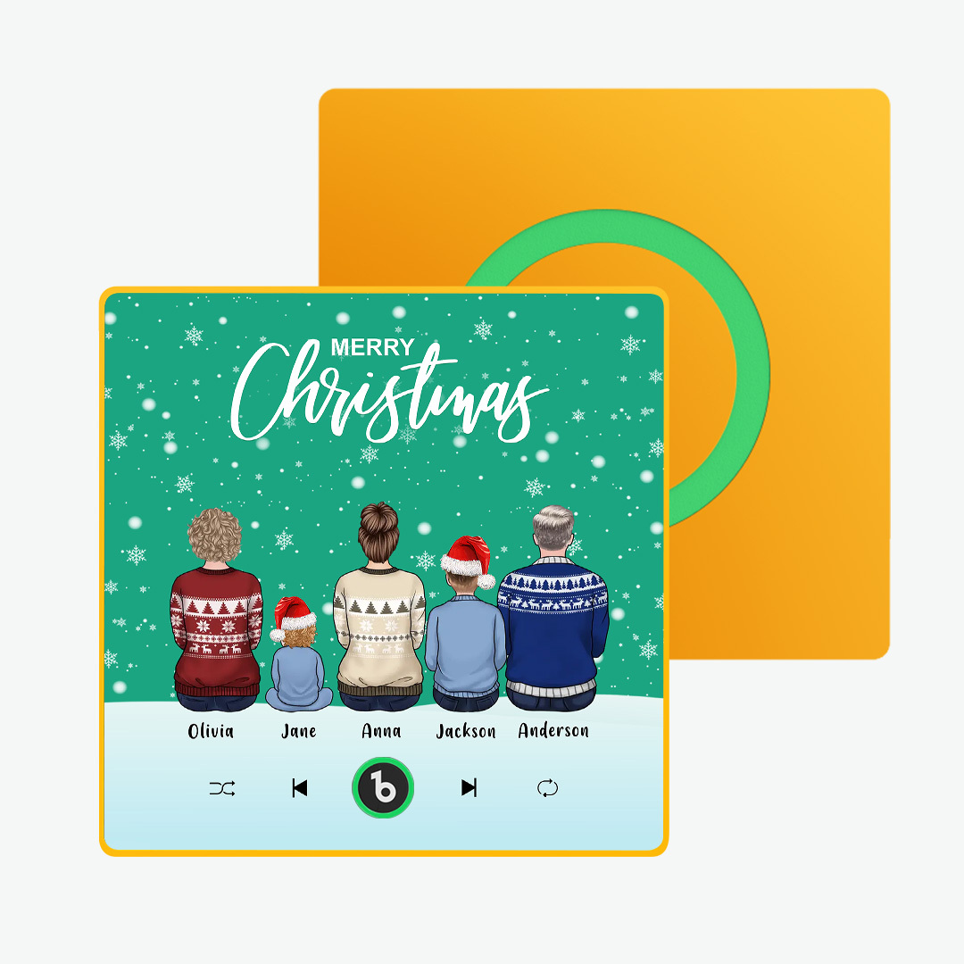 Custom Music Fridge Magnet Colorful Frame Album Fridge Magnet Music Wall Photo Sticker Custom Family Portrait Merry Christmas Can Play Songs Christmas Gift - MyPhotoSocksAu