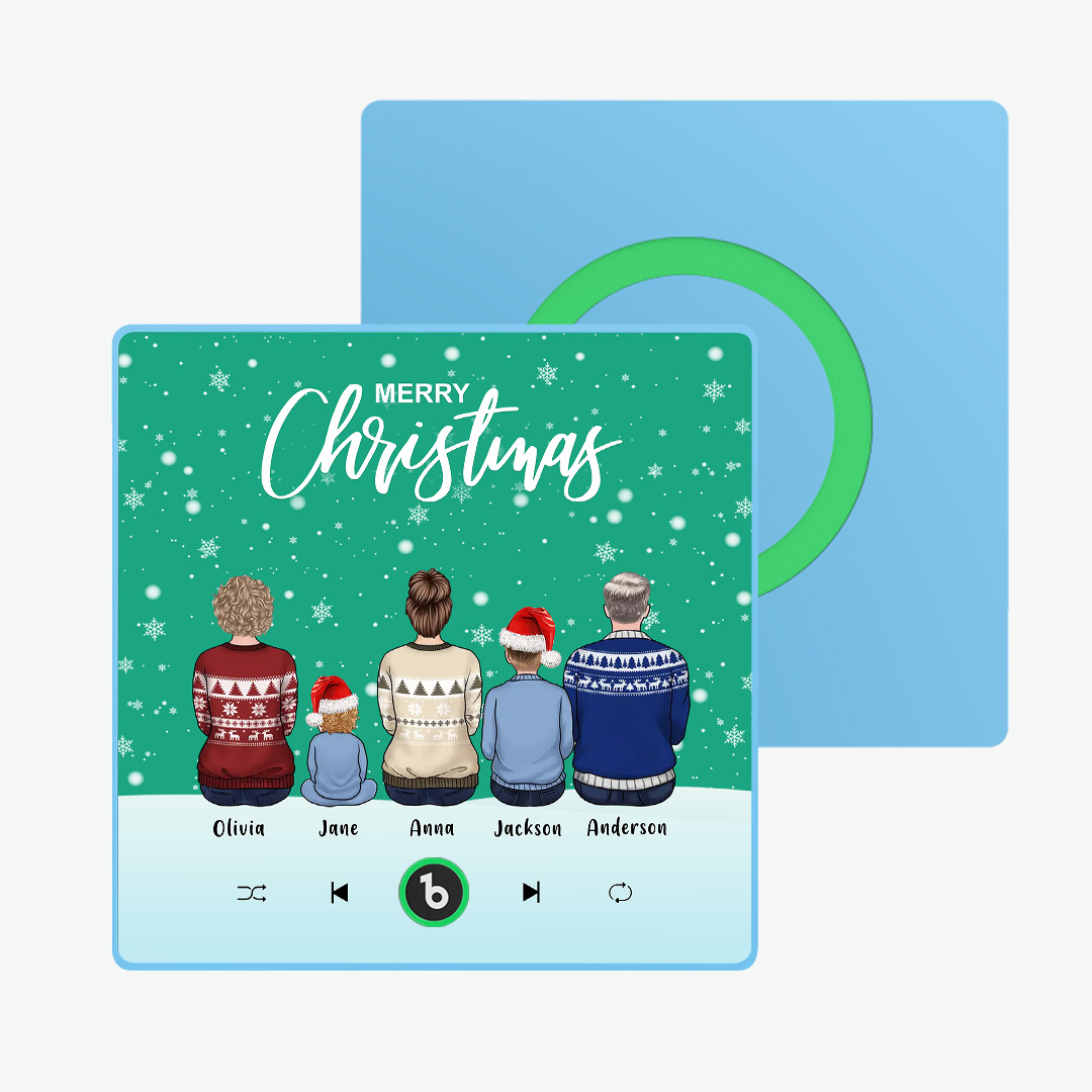 Custom Music Fridge Magnet Colorful Frame Album Fridge Magnet Music Wall Photo Sticker Custom Family Portrait Merry Christmas Can Play Songs Christmas Gift - MyPhotoSocksAu