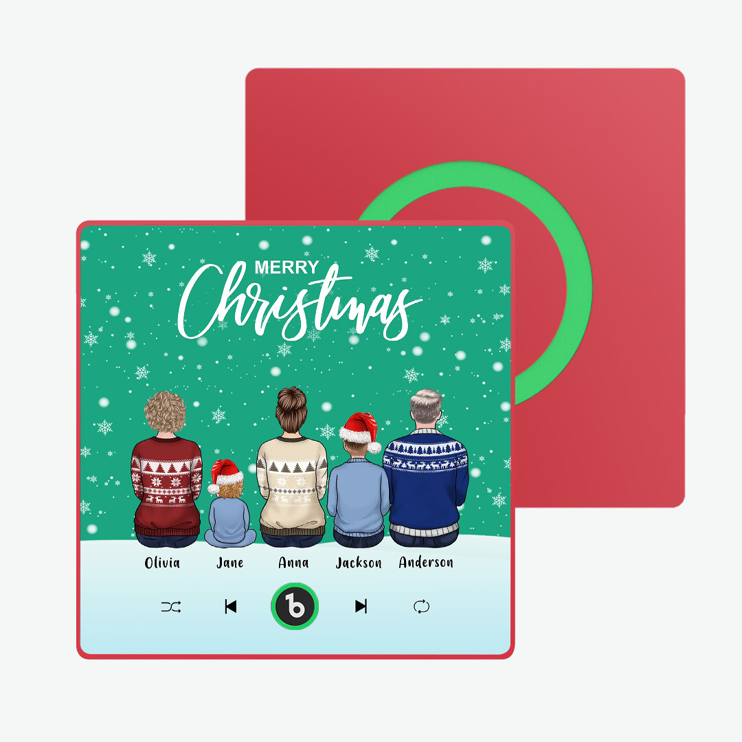 Custom Music Fridge Magnet Colorful Frame Album Fridge Magnet Music Wall Photo Sticker Custom Family Portrait Merry Christmas Can Play Songs Christmas Gift - MyPhotoSocksAu