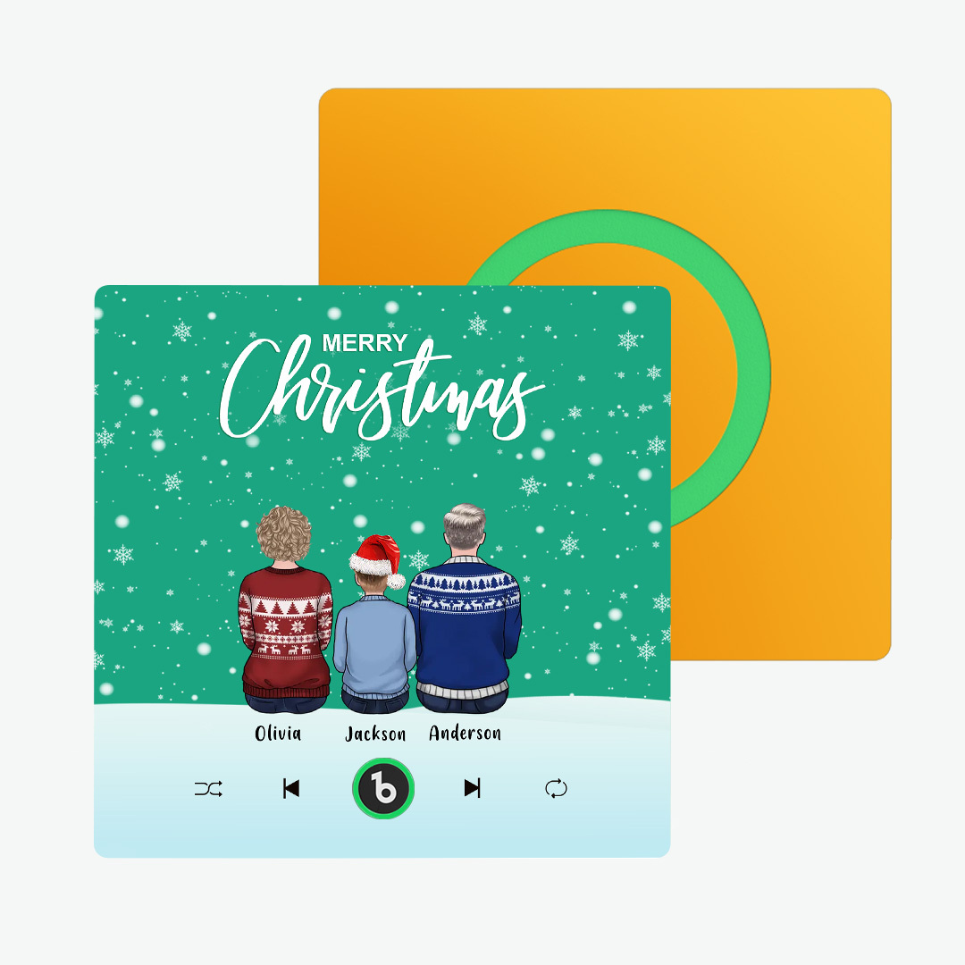 Colorful Album Fridge Magnet Music Wall Photo Sticker Custom Family Portrait Merry Christmas Can Play Songs Christmas Gift - MyPhotoSocksAu