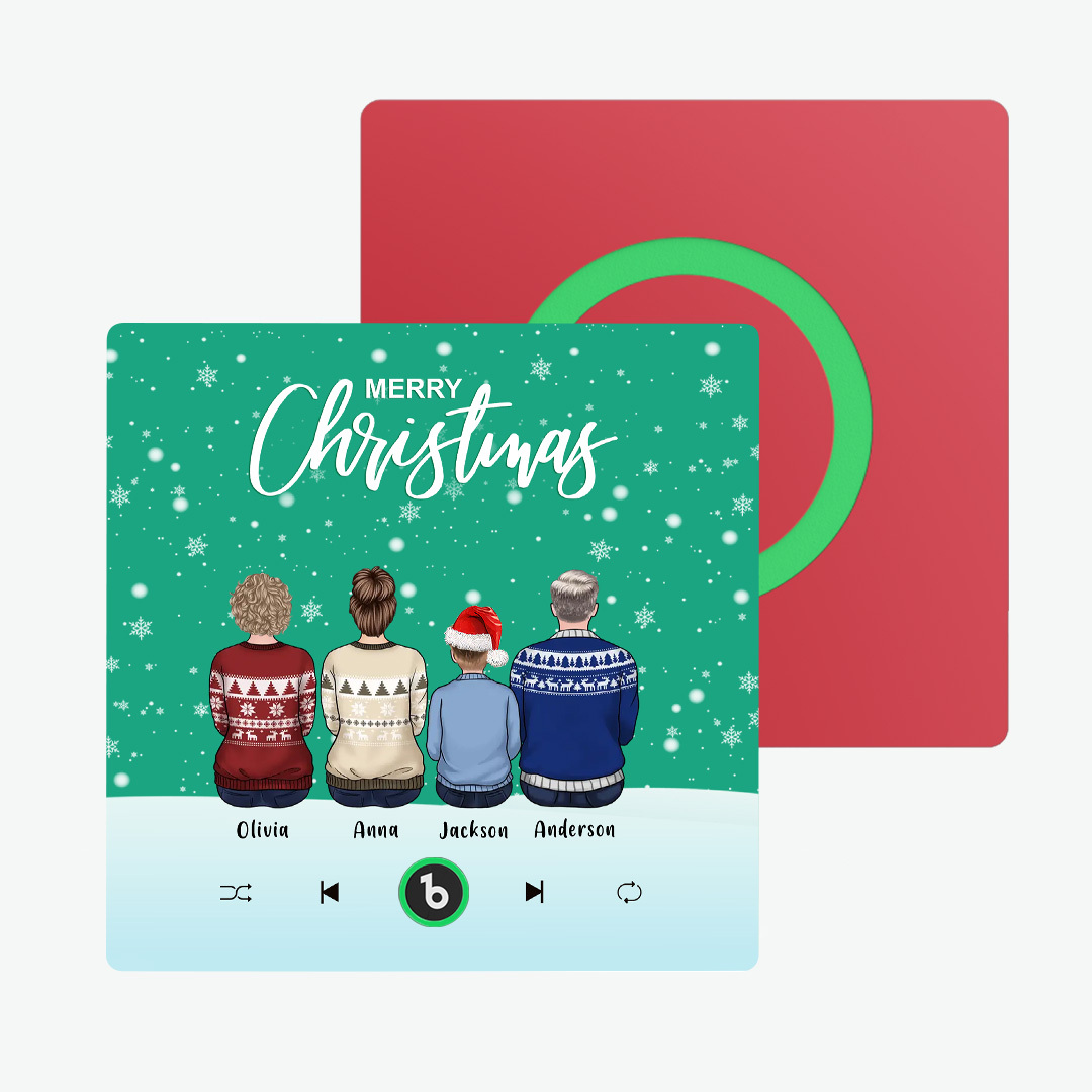 Colorful Album Fridge Magnet Music Wall Photo Sticker Custom Family Portrait Merry Christmas Can Play Songs Christmas Gift - MyPhotoSocksAu