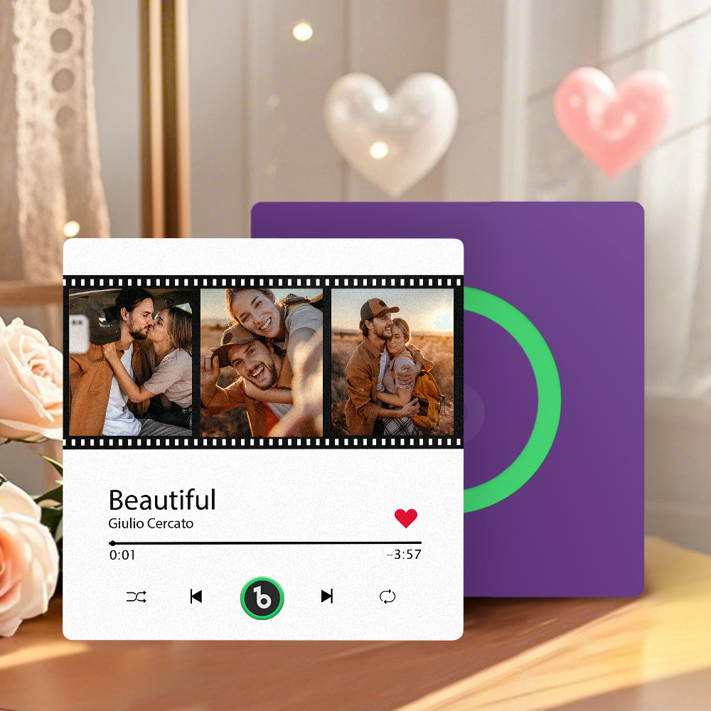 Custom Amethyst Purple  Music Fridge Magnet New 4.0 Upgrade Music Wall Photo Sticker That Plays Music Without Cell Phone Multiple Styles Couple Gifts