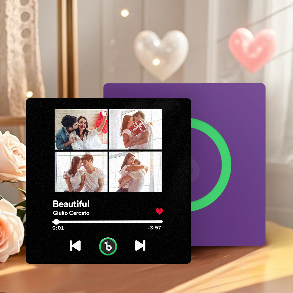 Custom Amethyst Purple  Music Fridge Magnet New 4.0 Upgrade Music Wall Photo Sticker That Plays Music Without Cell Phone Multiple Styles Couple Gifts