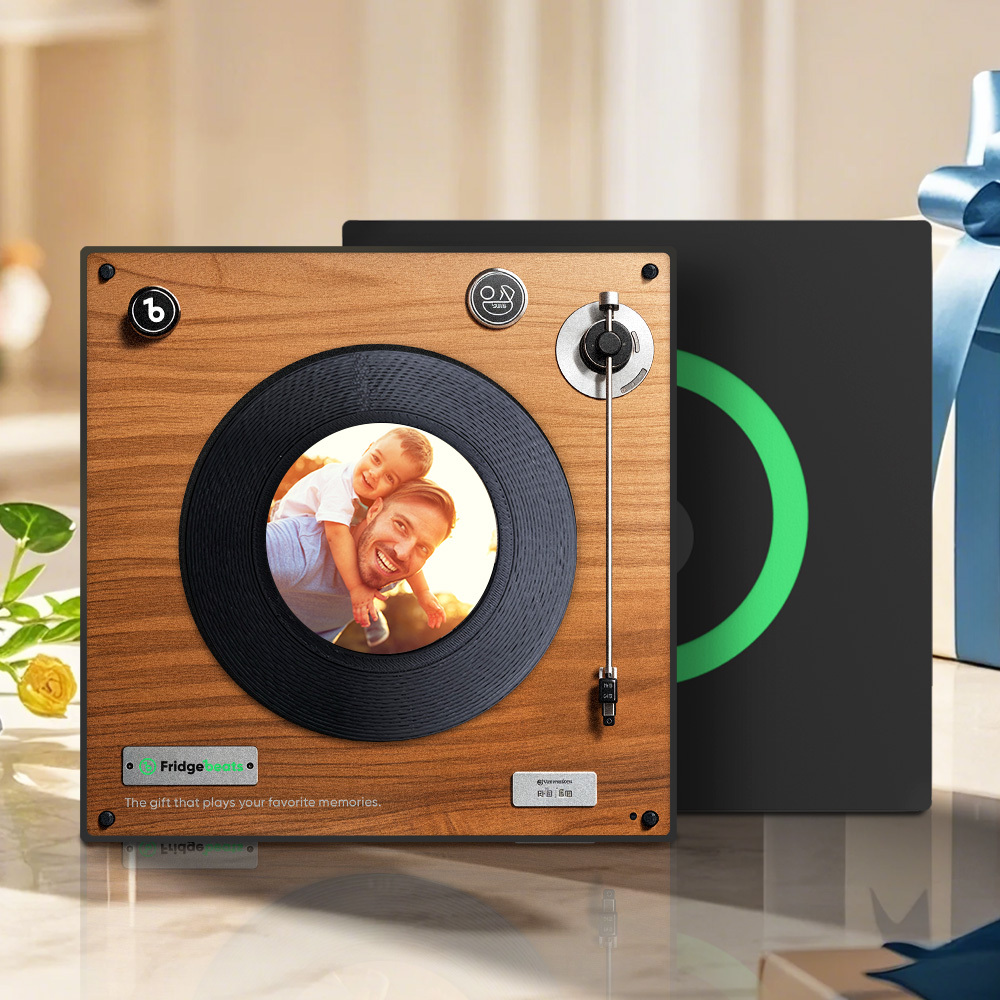 Father's Day Gift Custom Music & Photo Fridge Magnet Can Customize 1-6 Vinyl and Songs - MyPhotoSocksAu