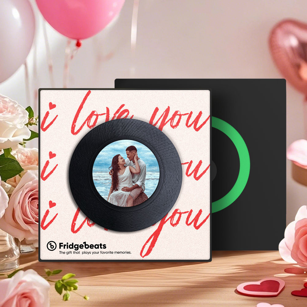 Custom Music & Photo Fridge Magnet Can Customize 1-6 Vinyl and Songs - MyPhotoSocksAu