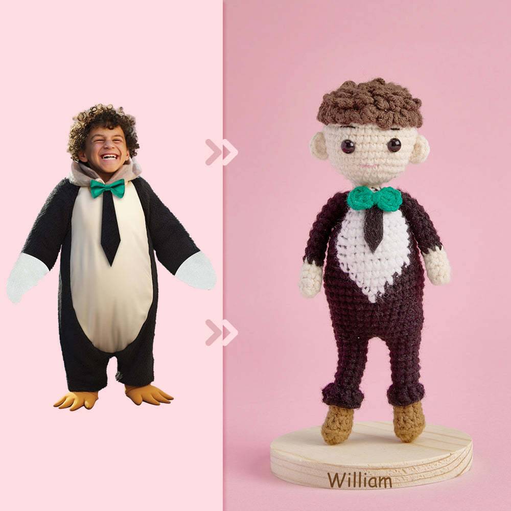 Full Body Customizable 1 Person Custom Crochet Doll Personalized Gifts Handwoven Mini Dolls - Penguin - My Photo Socks AU