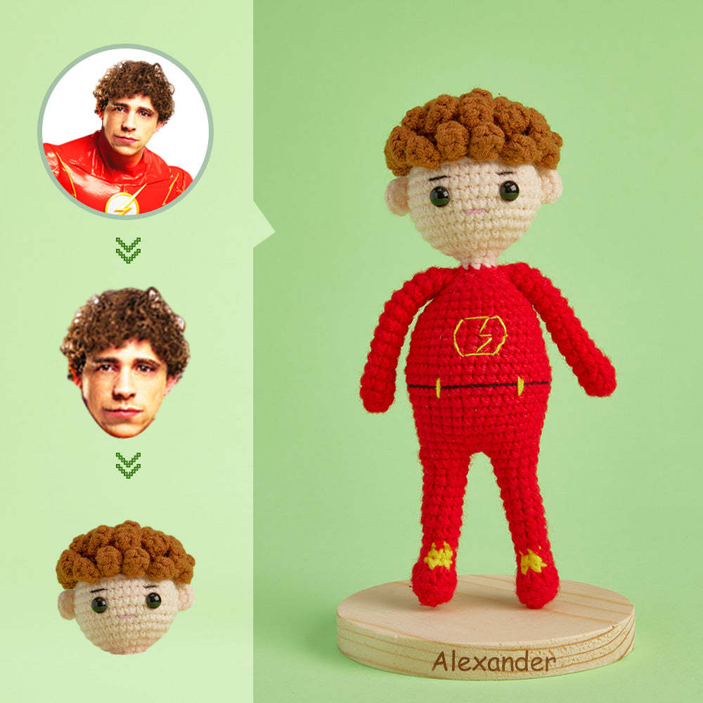 Custom Face Crochet Doll Personalized Gifts Handwoven Mini Dolls - Flash - My Photo Socks AU