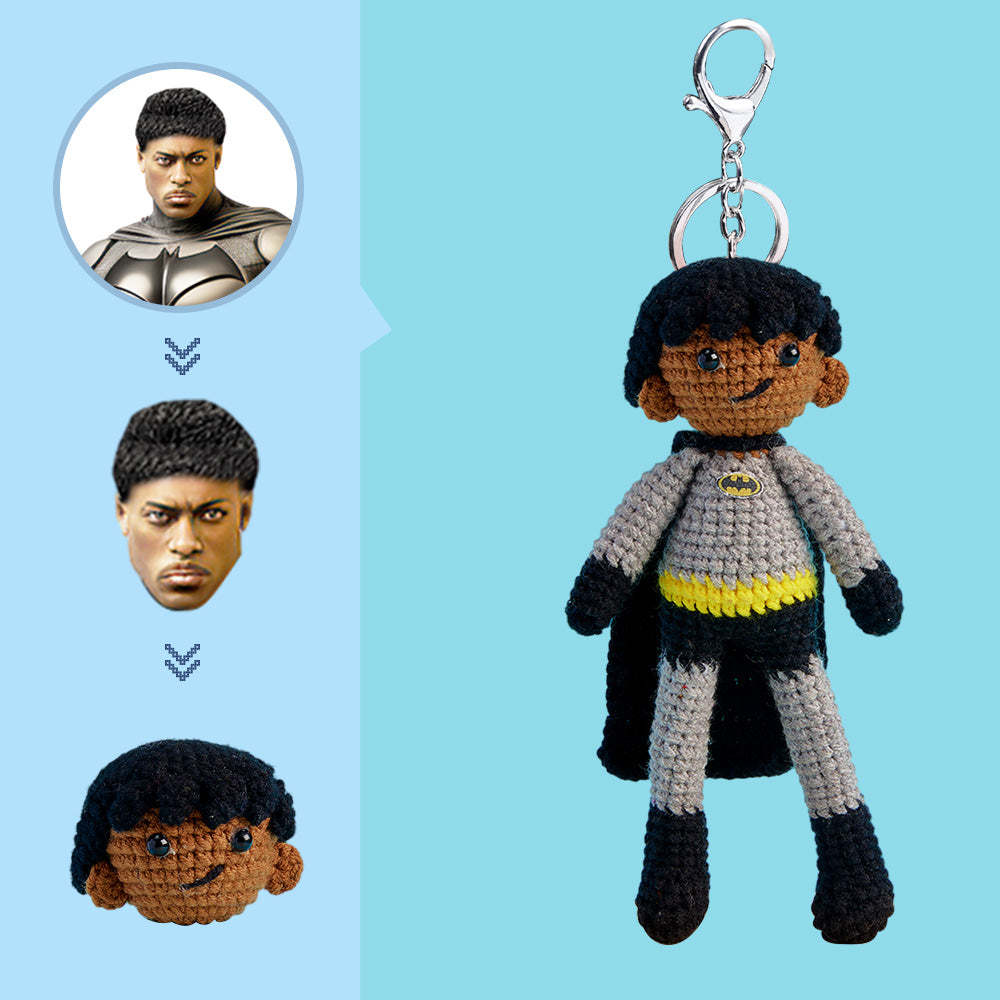 Custom Face Crochet Doll Personalized Handwoven Mini Dolls Gifts - Batman - My Photo Socks AU