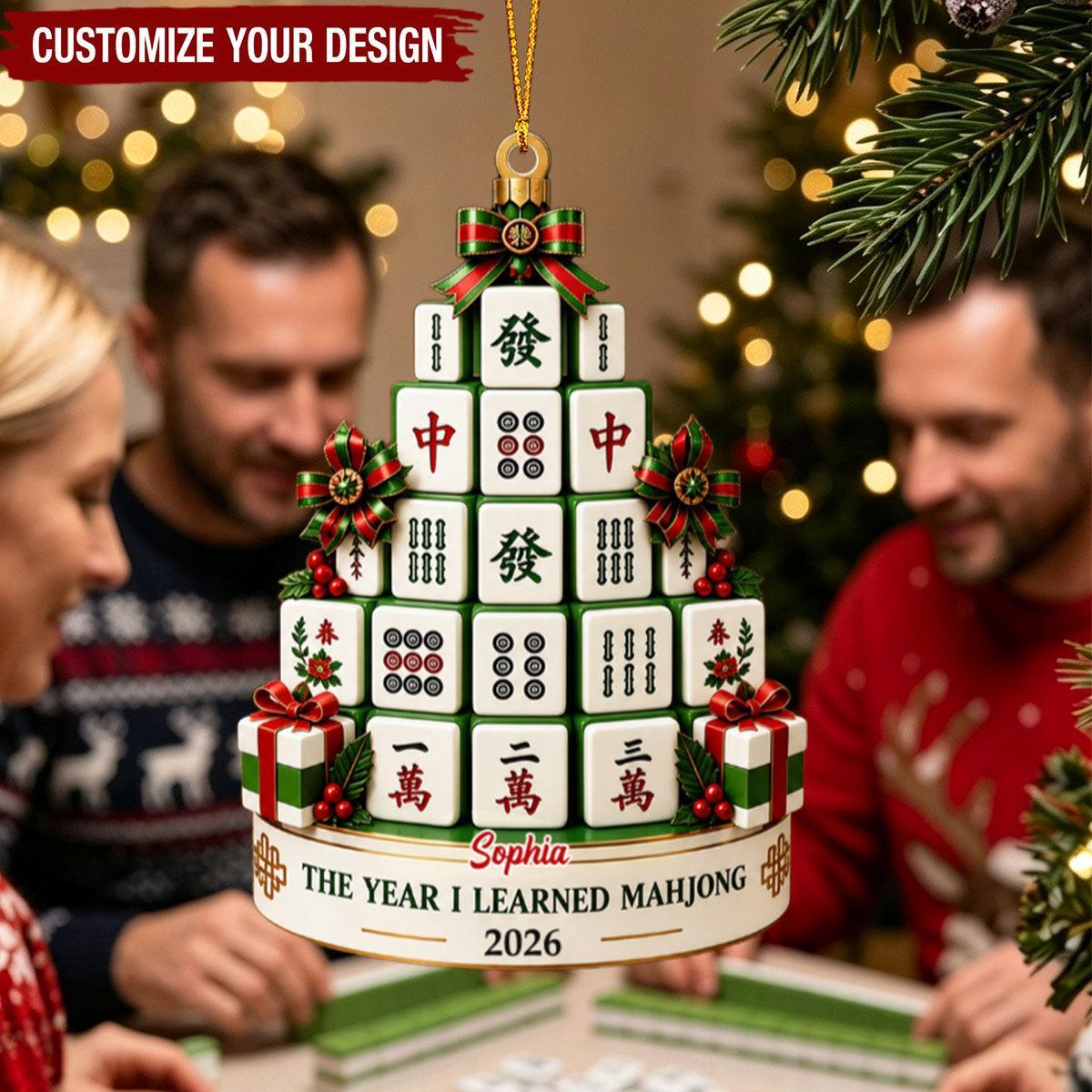 Personalized Year I Learned Mahjong Acrylic Ornament - Mahjong Christmas Ornament - MyPhotoSocksAu