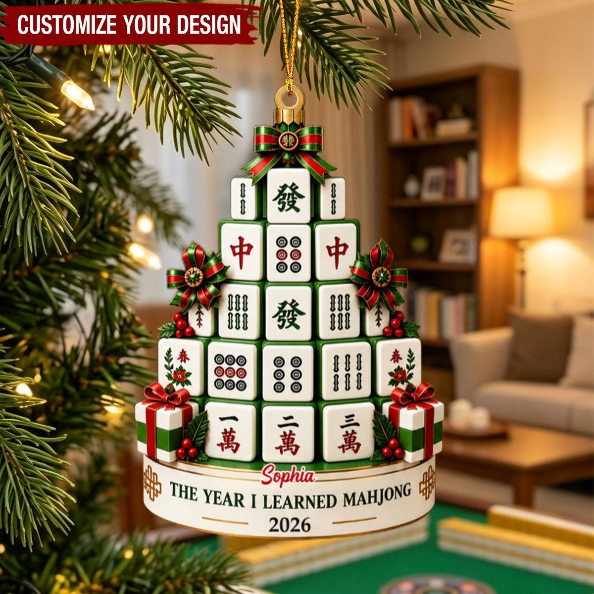 Personalized Year I Learned Mahjong Acrylic Ornament - Mahjong Christmas Ornament - MyPhotoSocksAu
