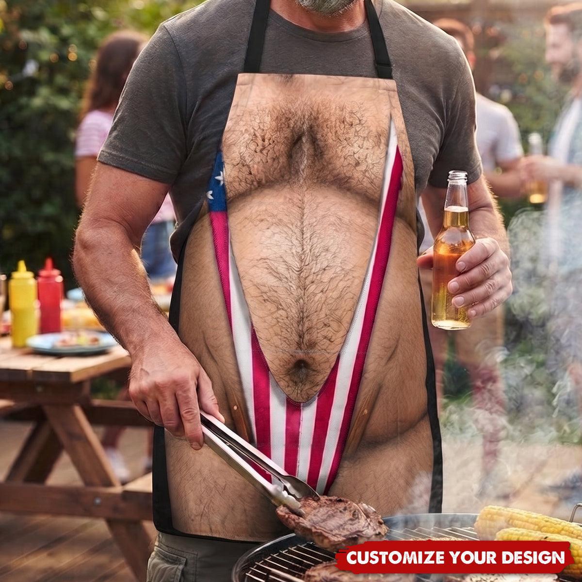 Funny 3D Hairy Body BBQ - Personalized Apron - MyPhotoSocksAu