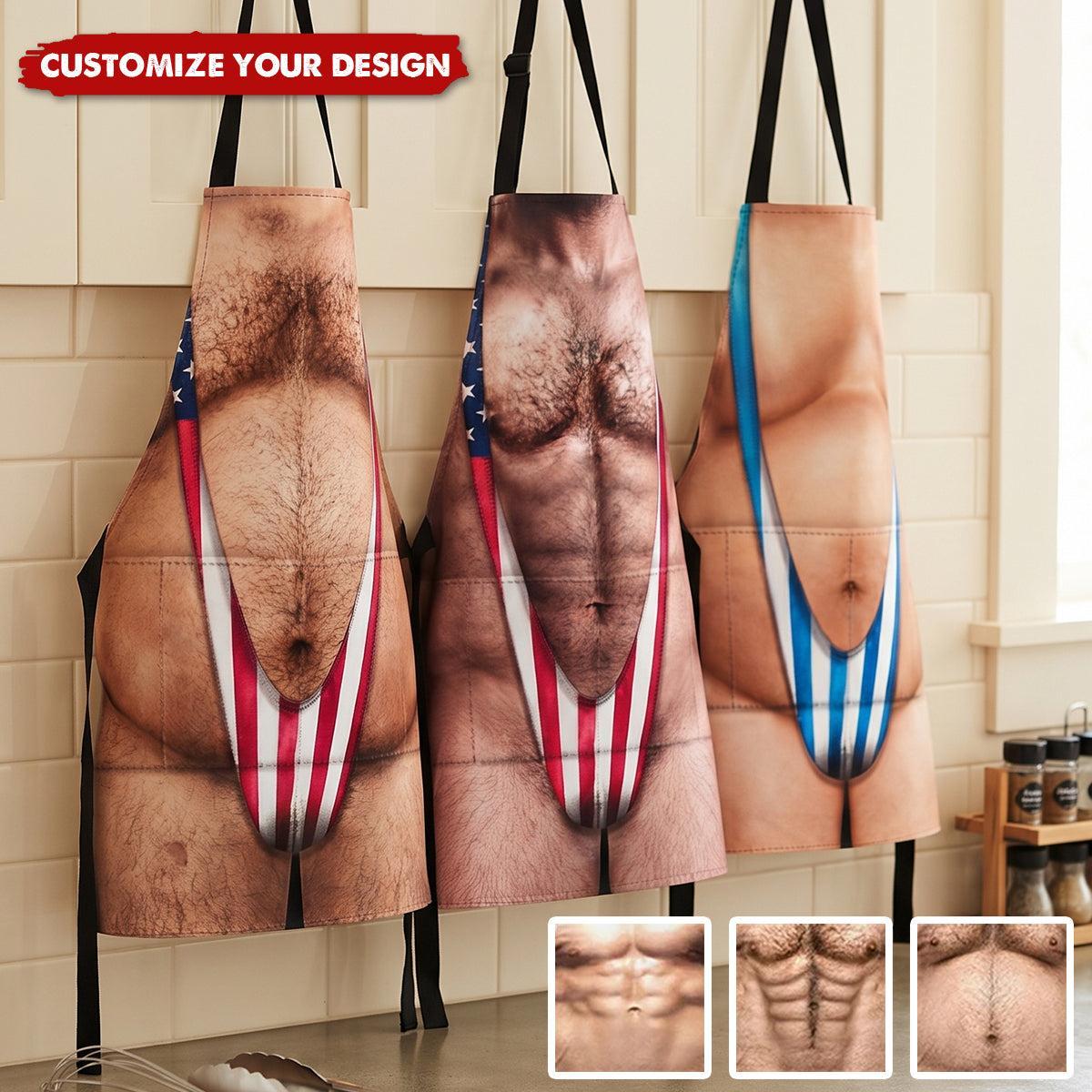 Funny 3D Hairy Body BBQ - Personalized Apron - MyPhotoSocksAu